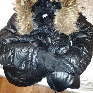 SAM New York Goose Filled Puffer Coat Racoon Hoodie Size XL